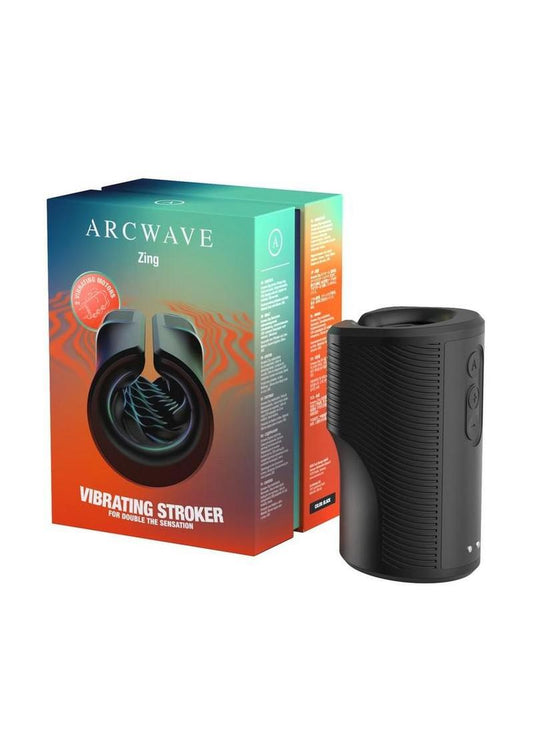 Arcwave Zing Rechargeable Silicone Vibrating Half Sleeve Dual Motor Masturbator - Black