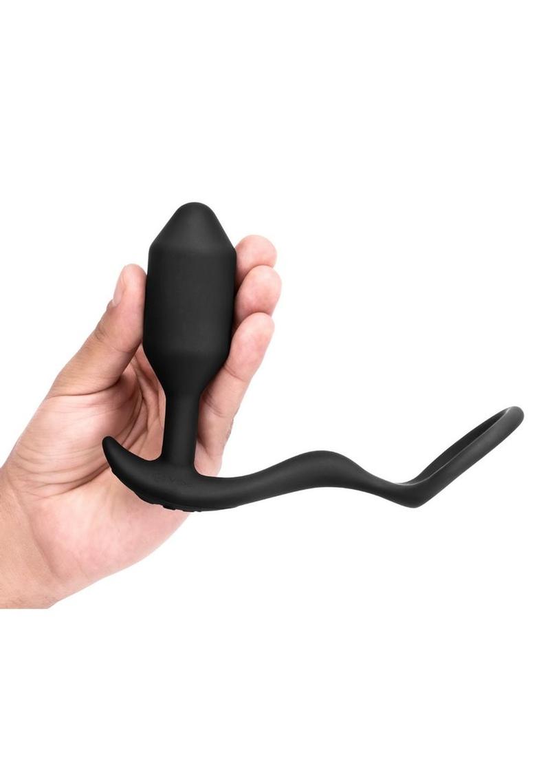 B-Vibe Vibrating Snug and Tug Rechargeable Silicone Cock Ring Andamp; Anal Plug