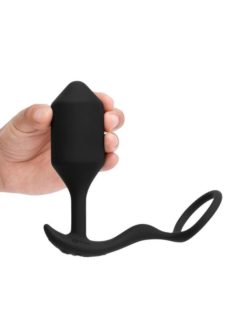 B-Vibe Vibrating Snug and Tug Rechargeable Silicone Cock Ring Andamp; Anal Plug