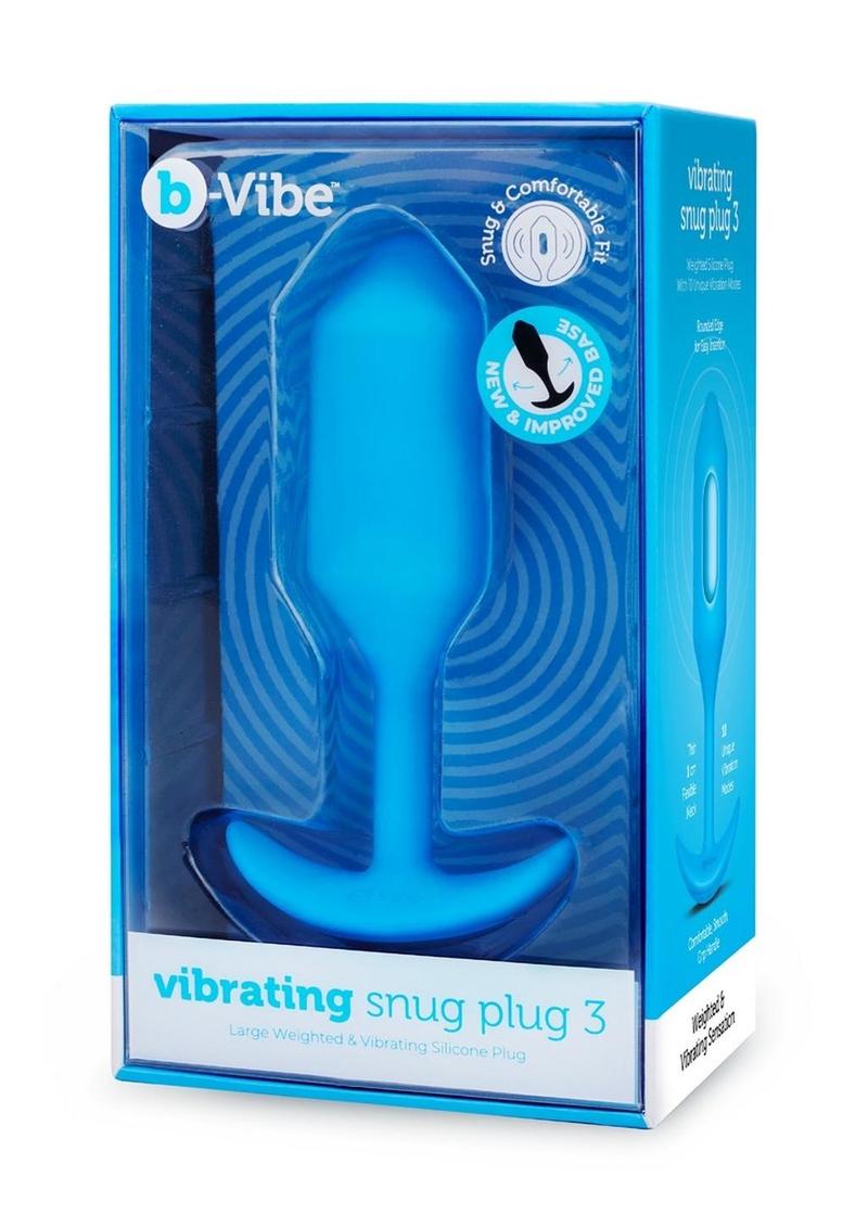 B-Vibe Vibrating Snug Plug Rechargeable Silicone Anal Plug - Blue - Large