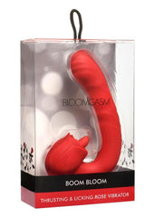 thrusting and licking rose vibrator with flexible neck for deep g spot stimulation and clitoral licking sensations