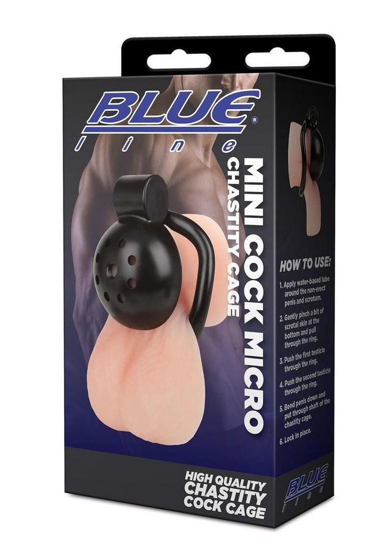 blueline mini cock micro chastity cage stainless steel design for secure long term male restraint play