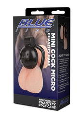 blueline mini cock micro chastity cage stainless steel design for secure long term male restraint play