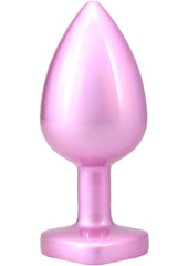 Booty Bling Heart Diamond Jeweled Wearable Metal Plug - Metal/Pink - Large