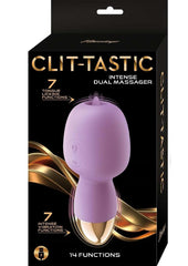 Clit-Tastic Intense Dual Massager Rechargeable Silicone Vibrator with Clitoral Stimulator - Lavender/Purple