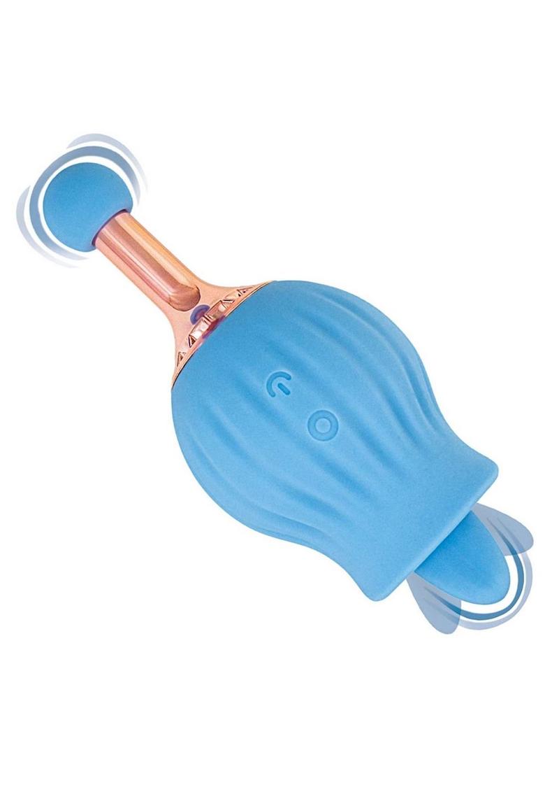Clit-Tastic Rose Bud Dual Massager Rechargeable Silicone with Clitoral Stimulator