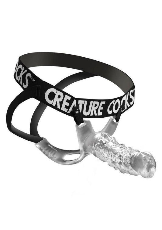 Creature Cocks King Kraken Hollow Strap-On with Harness - Black/Clear