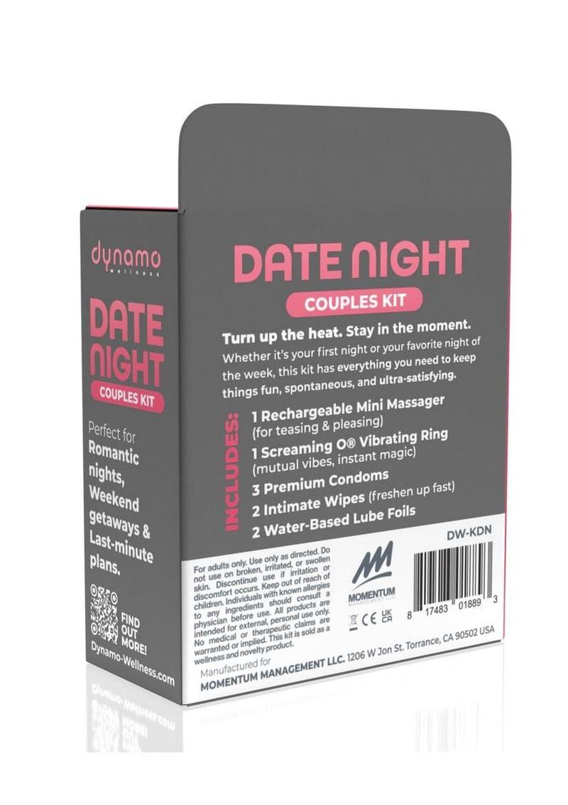 Passionate date night essentials kit for couples featuring wipes and water based lube
