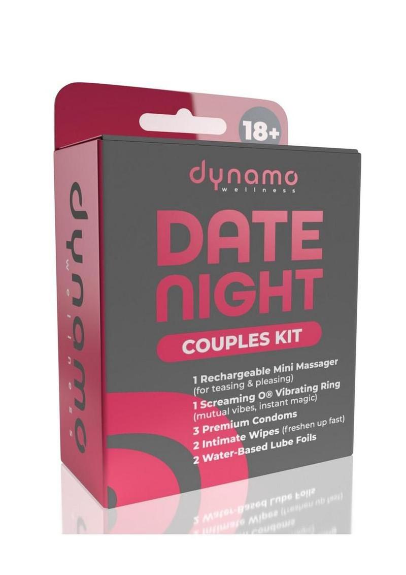 Romantic date night intimacy kit with condoms, vibrator, and lube from adult toy store