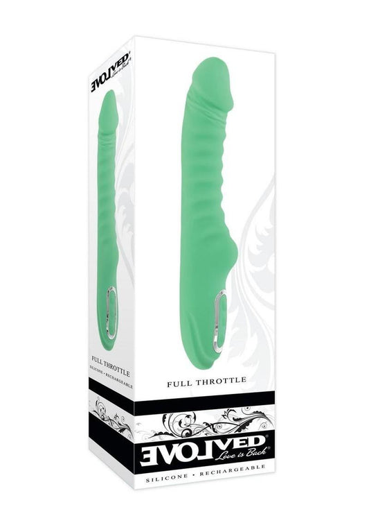 Full Throttle Rechargeable Silicone Warming Vibrator - Green