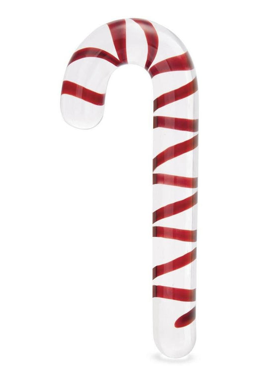 Glas Candy Cane Dream Glass Dildo - Clear/Red - 7.5in