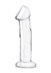 Glas Dildo Glass with Veins and Flat Base - Clear - 6in