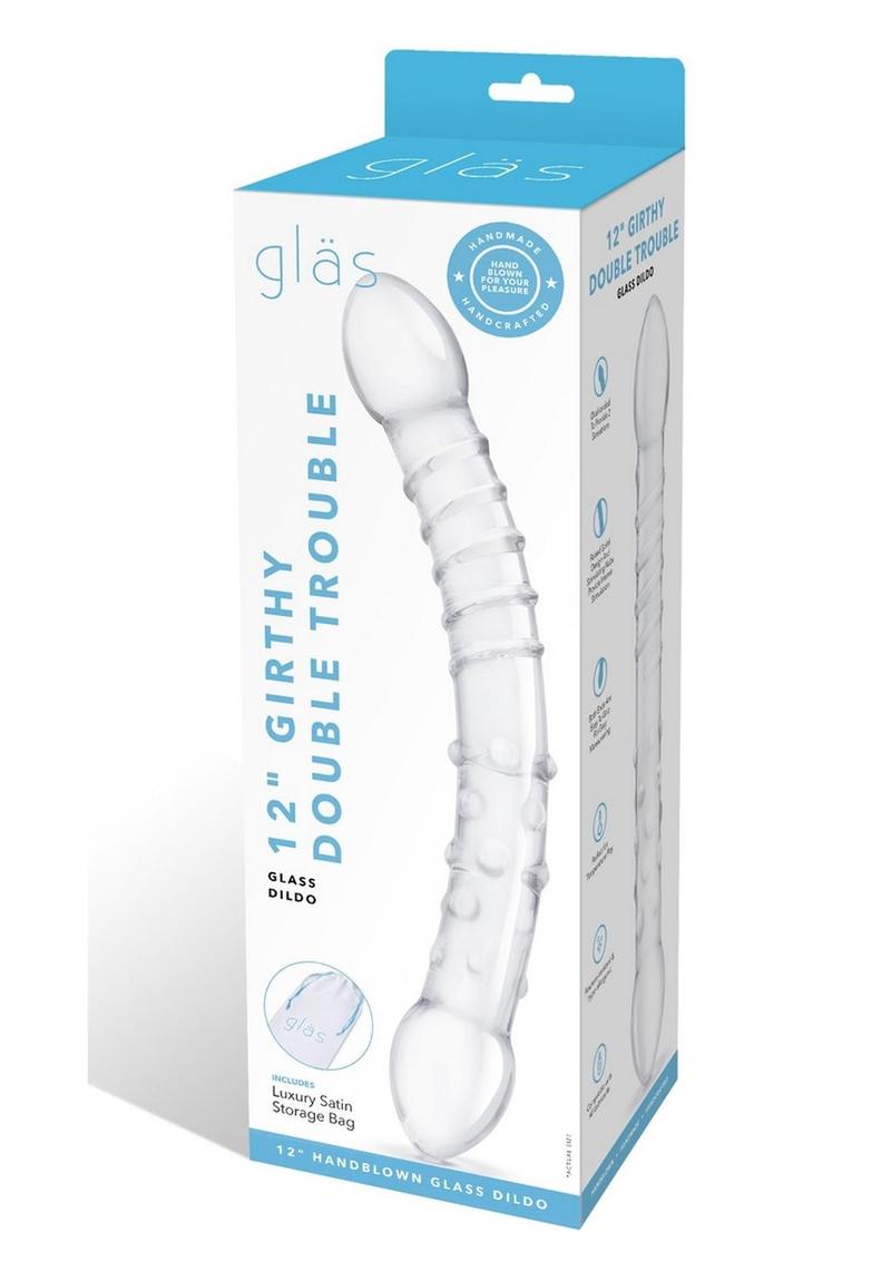 Glas Girthy Double Trouble Glass Dildo - Clear - 12in