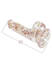 Glittergasm Realistic Clear Dildo with Balls and Suction Cup - Red/Orange/Golden Glitter Female Sex Toy Male Sex Toys