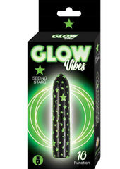 Glow Vibes Seeing Stars Rechargeable Glow In The Dark Bullet - Black/Glow In The Dark/Green