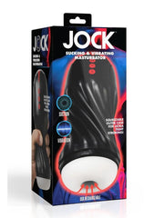 Jock Sucking and Vibrating Rechargeable Masturbator - Black/Red/White - 9.2in