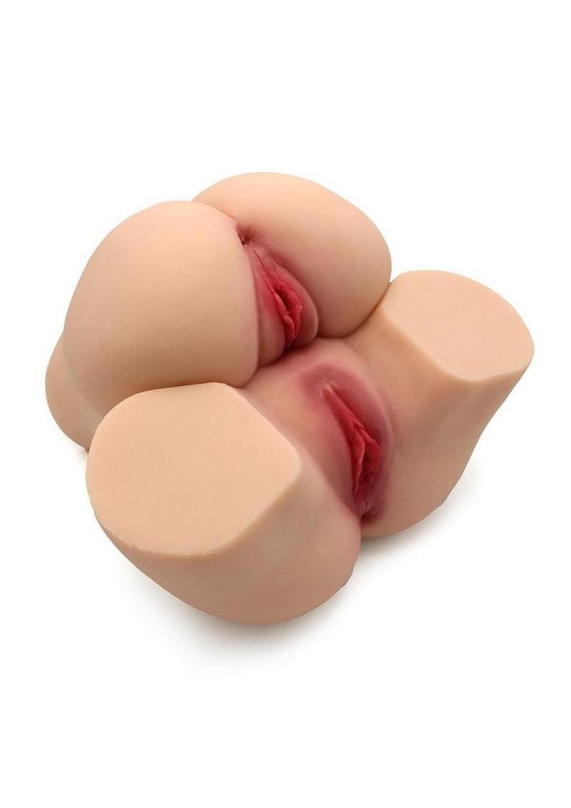 ultra realistic male masturbator featuring dual entry design with vaginal and anal tunnels for intense pleasure