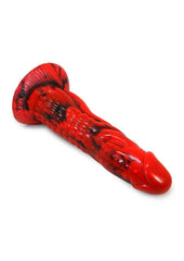 Large silicone dildo with monster-inspired texture styled for fetish roleplay and kink