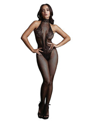 Le Desir Fishnet and Lace Bodystocking - Black - One Size
