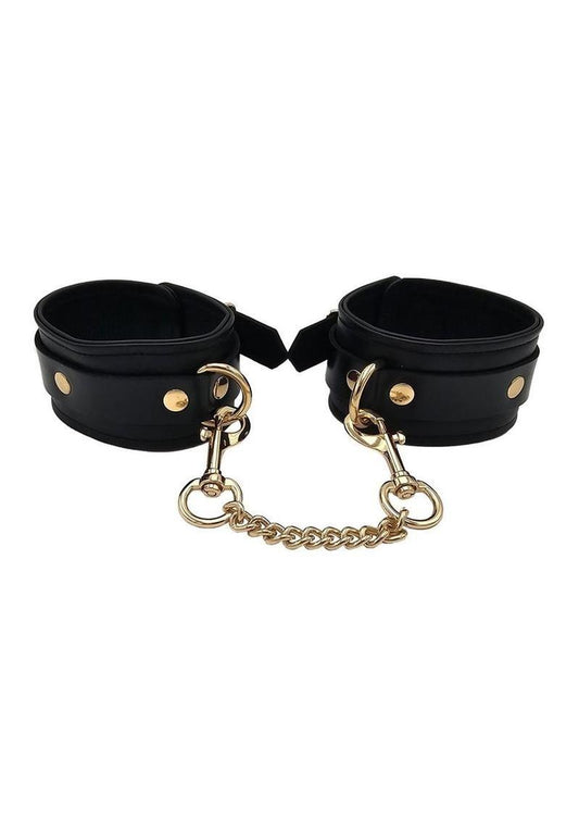 leather ankle cuff gold detail