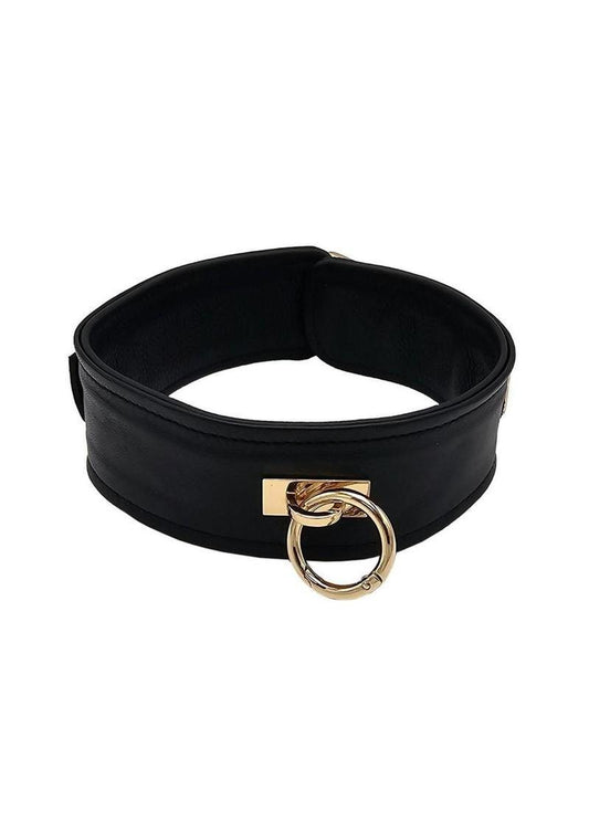 leather collar gold ring detail
