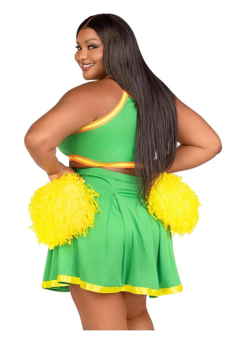 Flirty cheer crop top and skirt sexy adult costume Plus Size