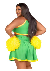 Flirty cheer crop top and skirt sexy adult costume Plus Size