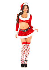 Holiday Santa lingerie set with belt and hat for festive bedroom play