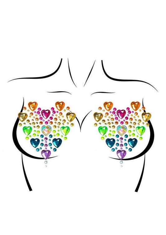 Leg Avenue Prism Nipple Jewels Stickers and Body Glitter (2 Packets - Multicolor