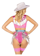Sexy adult costume metallic Space Cowgirl plus size