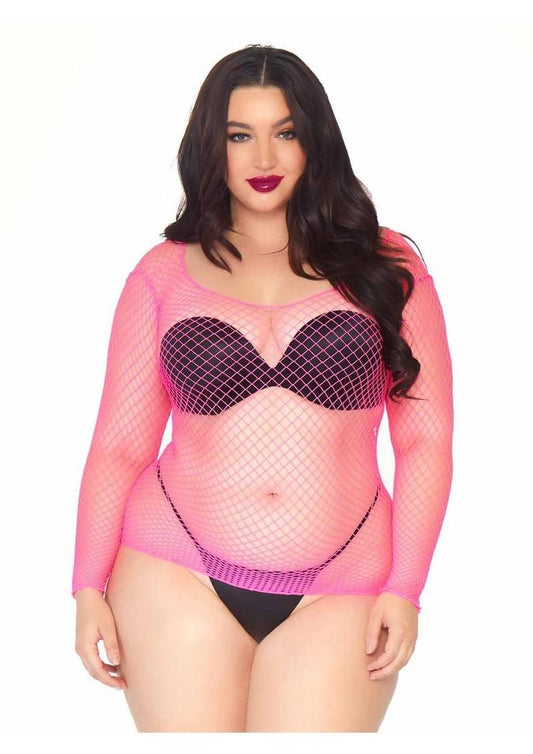 hot pink plus size net top