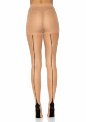 Sheer Cuban heel tights with vintage backseam for sexy leg enhancing style