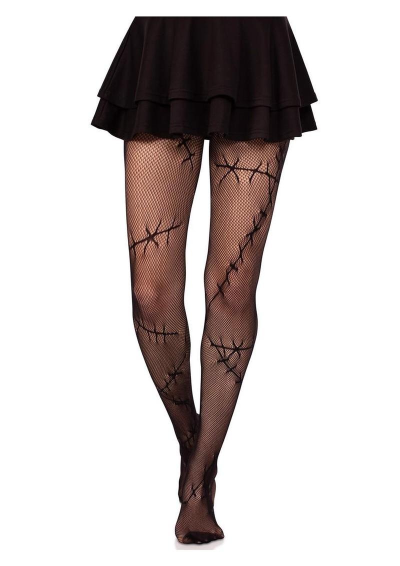 Fetish wear lingerie hosiery Leg Avenue stitched up net tights