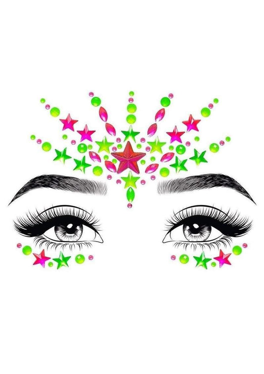 neon blacklight face jewel stickers