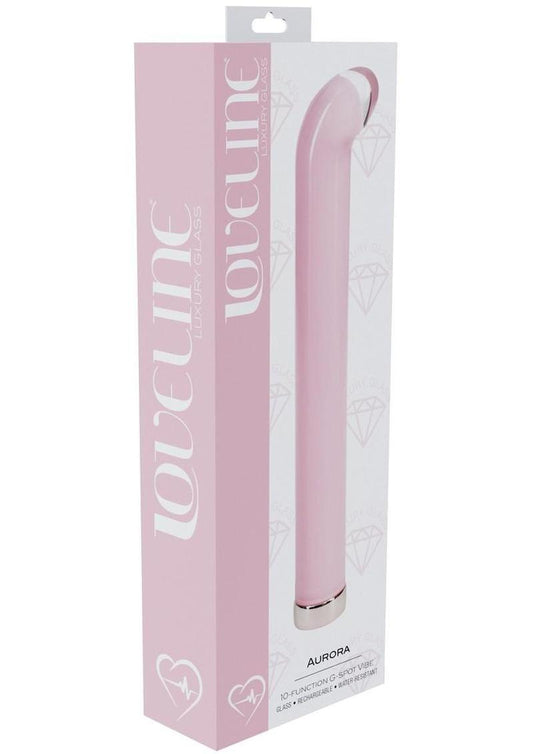 Loveline Aurora 10 Function Rechargeable Glass G-Spot Vibrator - Pinkfor Females