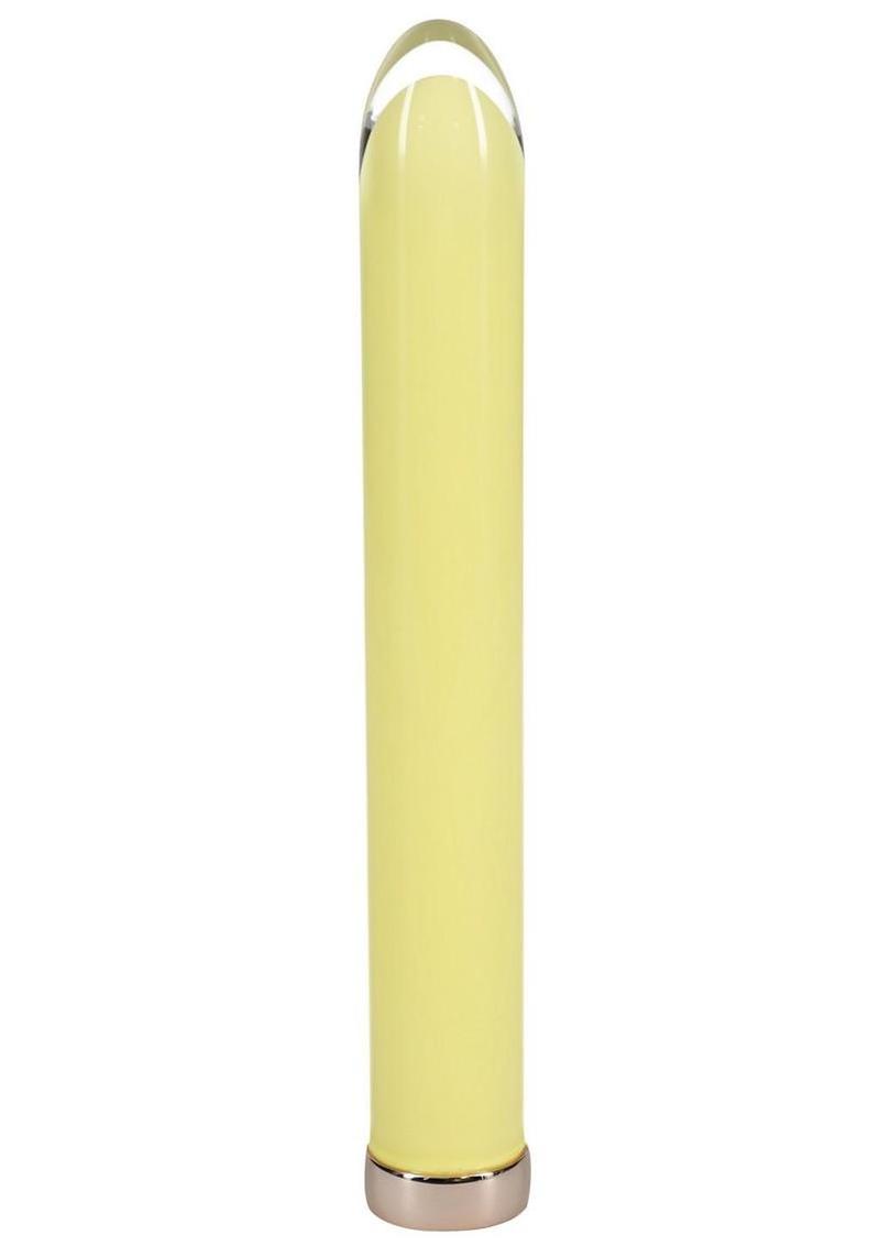 Loveline Sparkle Rechargeable 10 Function Glass Womens Vibrator - Yellow - 6.3in