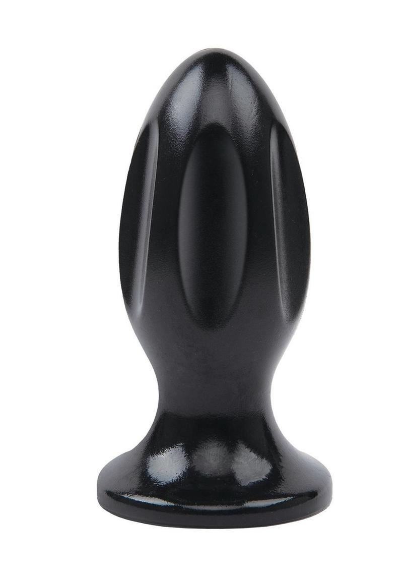 Lux Fetish Grooved Butt Plug - Black - 5in
