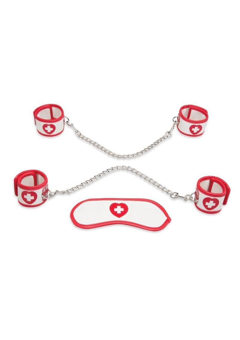 Lux Fetish Naughty Nurse BDSM - Red/White - 5pc/Set