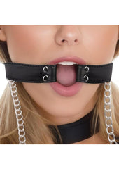 Breathable gag with nipple clips connected by chains for sensual control