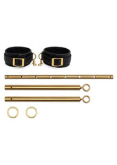 Adjustable gold spreader bar set for kinky restraint and sensual control