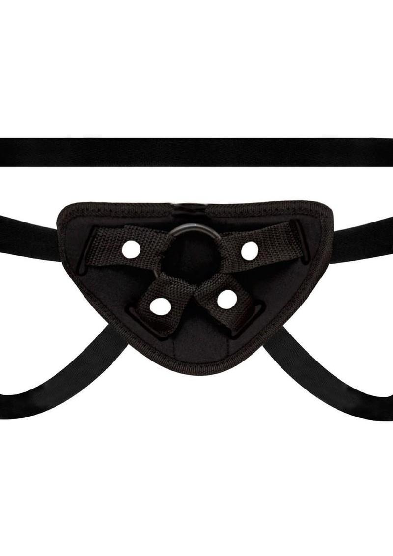 7.5 inch realistic vibrating dildo and adjustable harness designed for pegging or strap on couples play