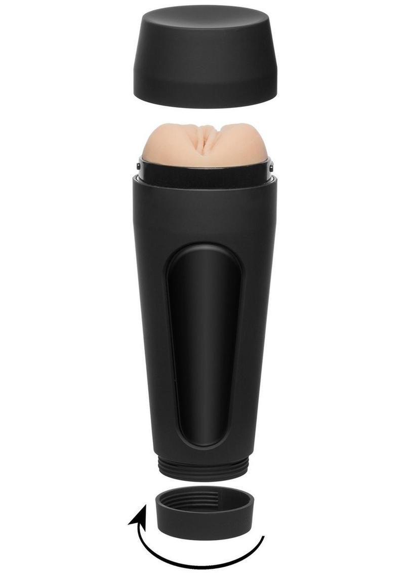 adjustable squeeze male masturbator with removable sleeve lifelike feel and discreet protective case for travel