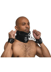 BDSm Collar Master Series Rigid Locking Posture Collar with Chin Brace
