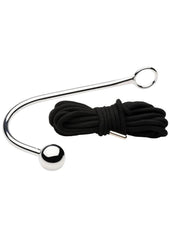 Master Series Roped Anal Hook with Rope - Black/Silver