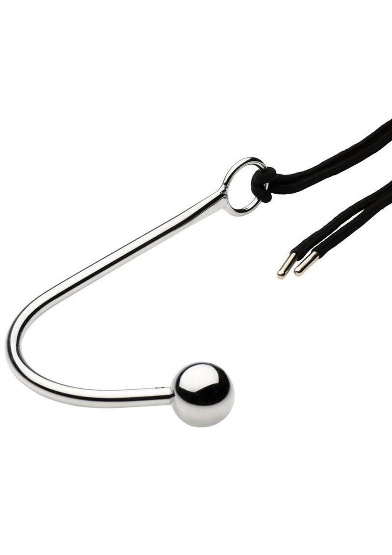 master series roped anal hook featuring smooth metal ball and secure eyelet loop