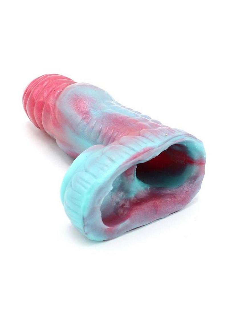 Flexible silicone cock sleeve with stretch fit making it suitable for multiple penis sizes