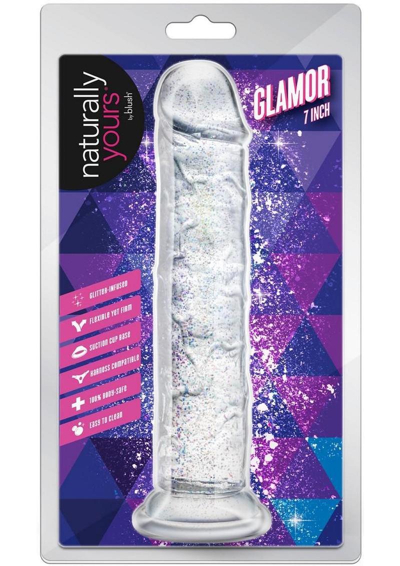 Naturally Yours Glamor Dildo 7in - Sparkling - Clear