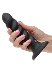 Rippled anal butt probe or plug in black