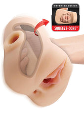 Pdx Plus Double Pounder Vibrating Squeeze Stroker - Pussy and Ass - Vanilla