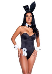 Flirty bunny costume with lace-up back closure styled for sexy costumes and fetish parties
